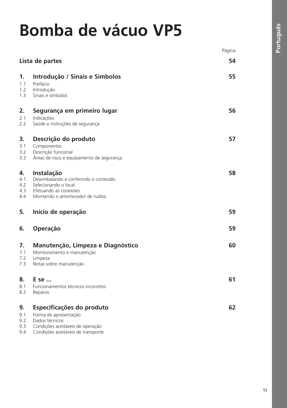 Português, Bomba de vácuo vp5 | Ivoclar Vivadent VP5 User Manual | Page 53 / 64