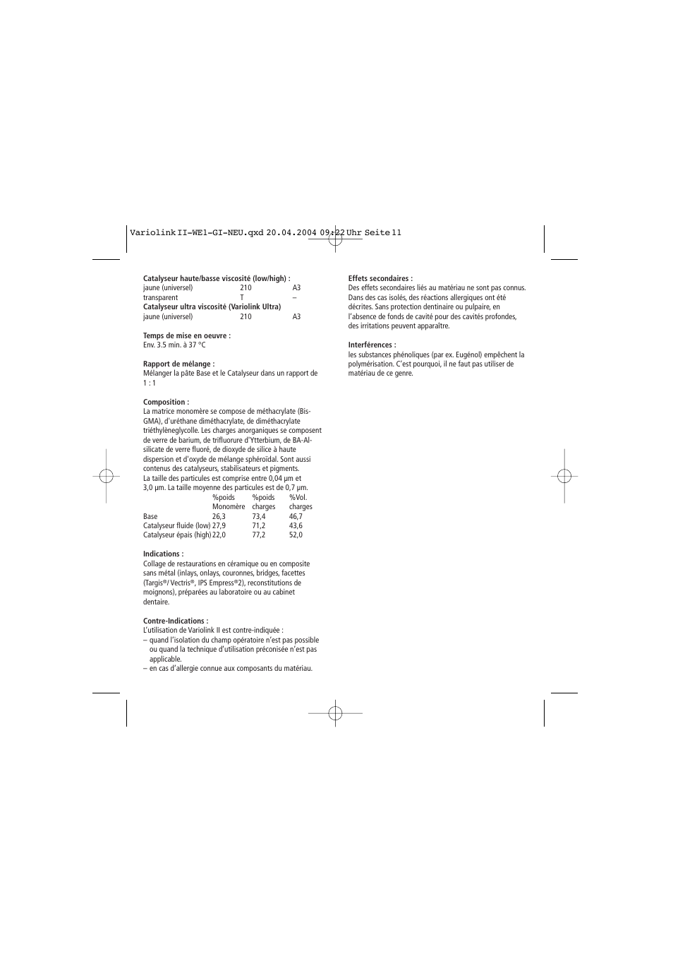 Ivoclar Vivadent Variolink II User Manual | Page 11 / 31