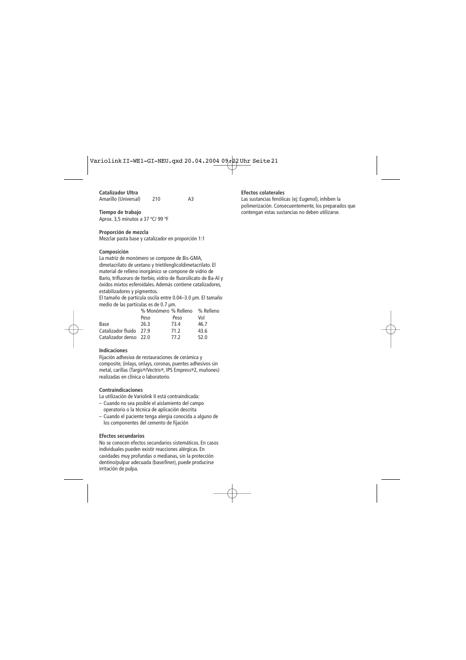 Ivoclar Vivadent Variolink II User Manual | Page 21 / 31