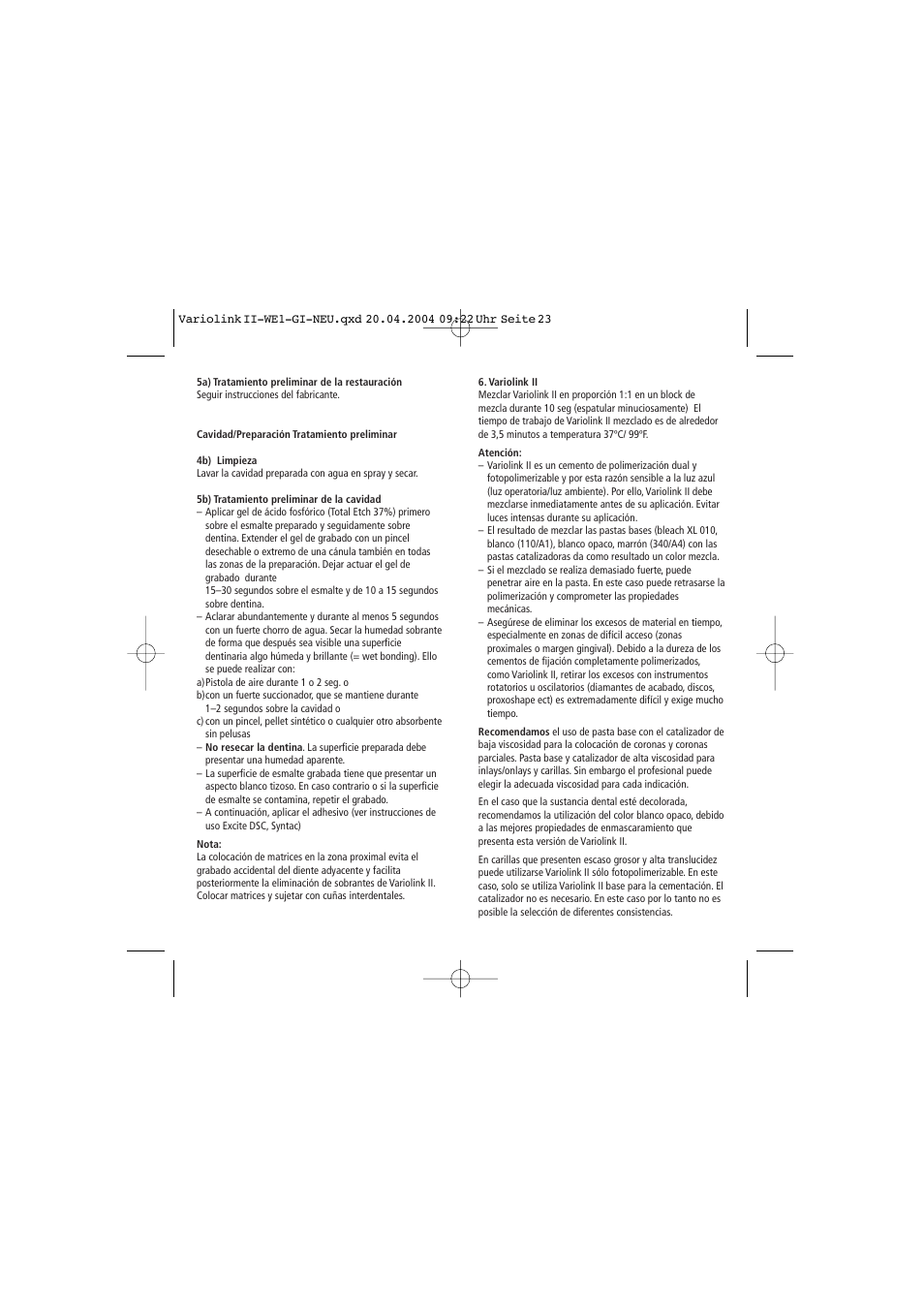 Ivoclar Vivadent Variolink II User Manual | Page 23 / 31