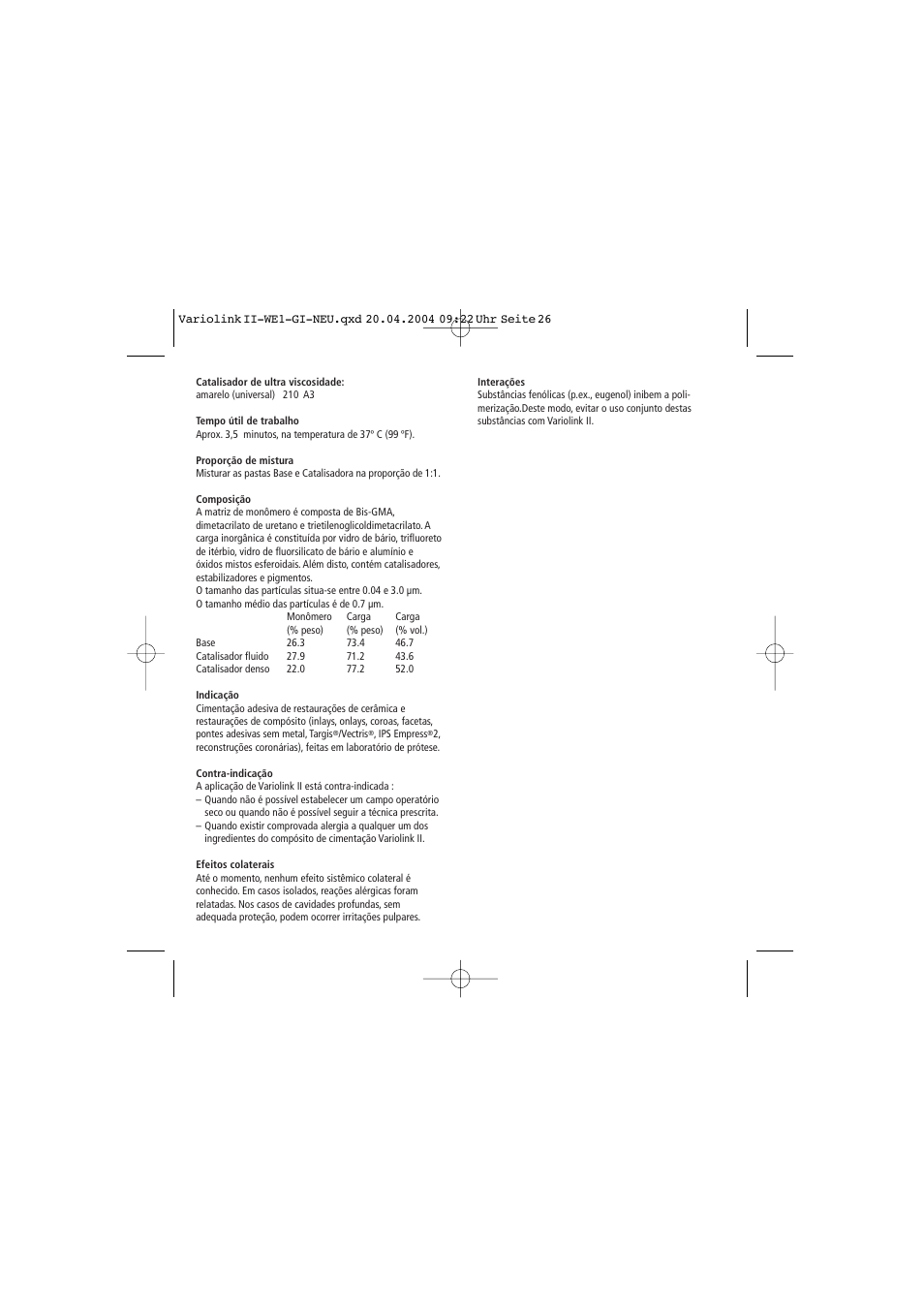 Ivoclar Vivadent Variolink II User Manual | Page 26 / 31