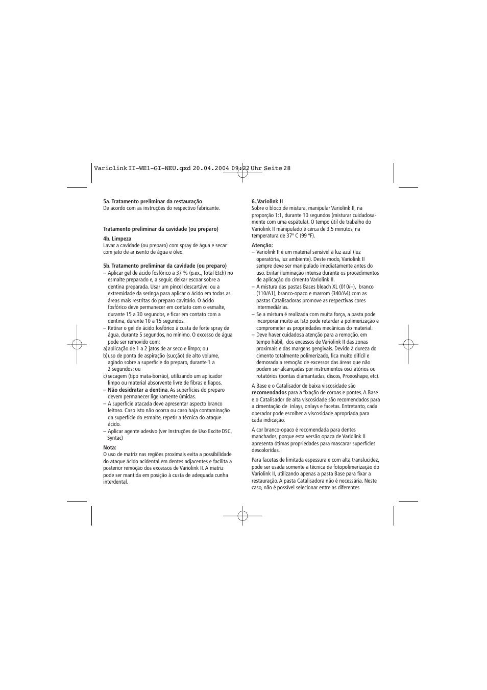 Ivoclar Vivadent Variolink II User Manual | Page 28 / 31