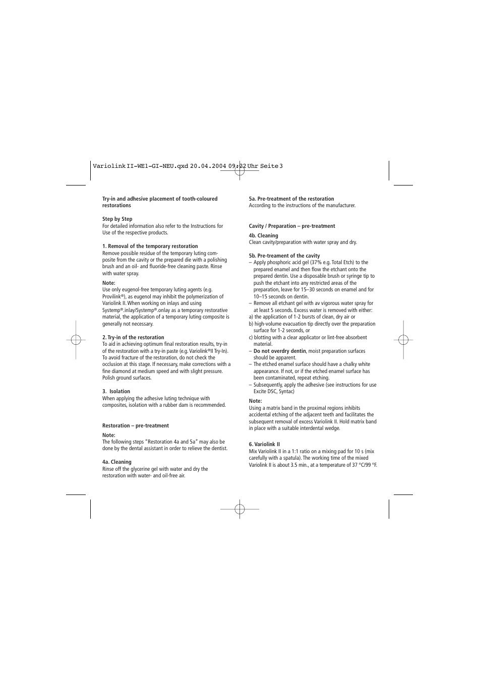 Ivoclar Vivadent Variolink II User Manual | Page 3 / 31