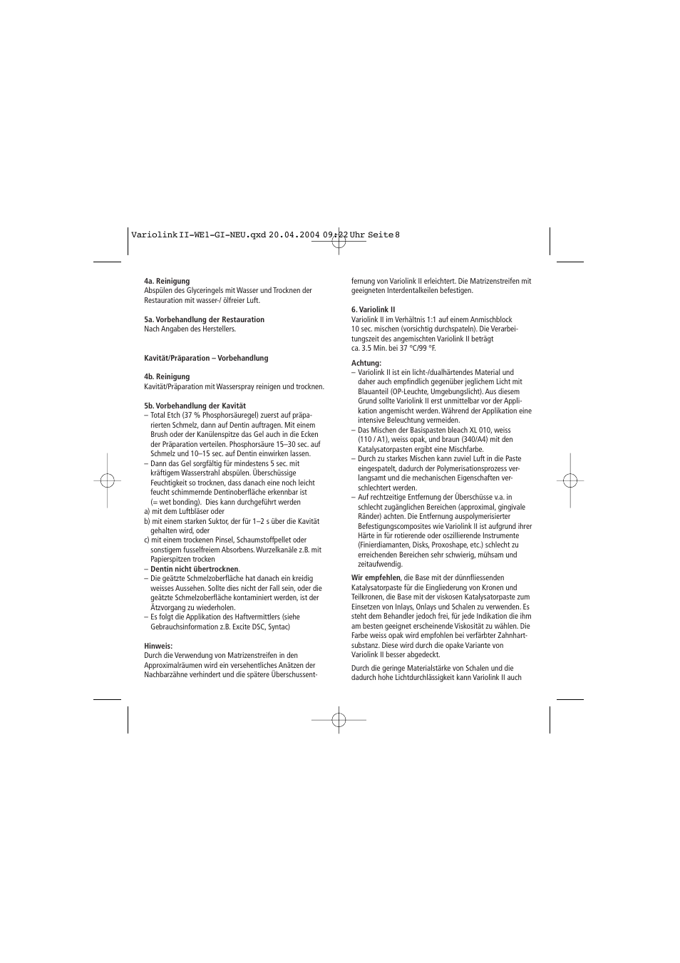 Ivoclar Vivadent Variolink II User Manual | Page 8 / 31