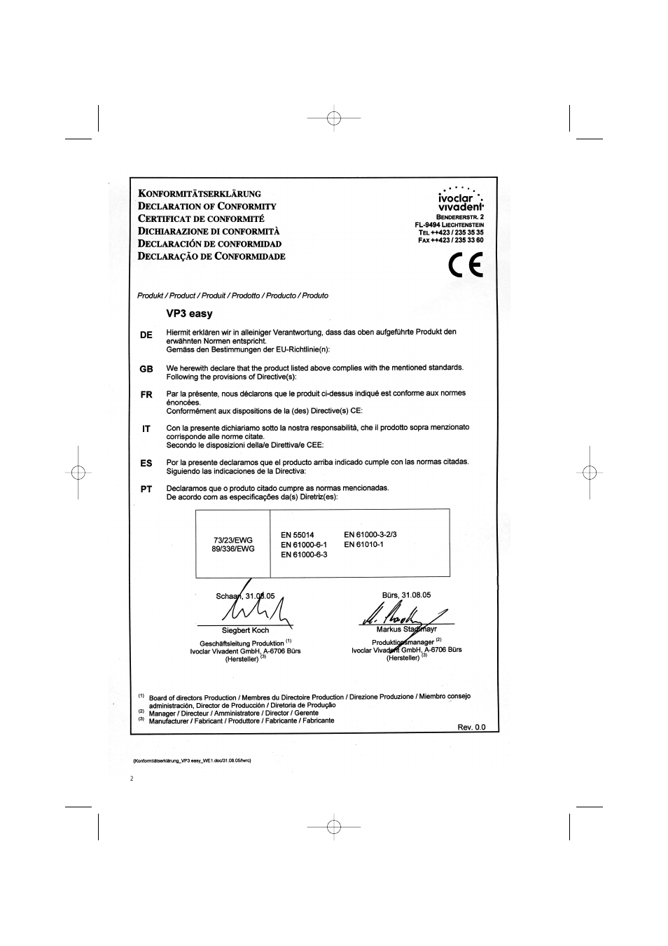 Ivoclar Vivadent VP3 easy User Manual | Page 2 / 64