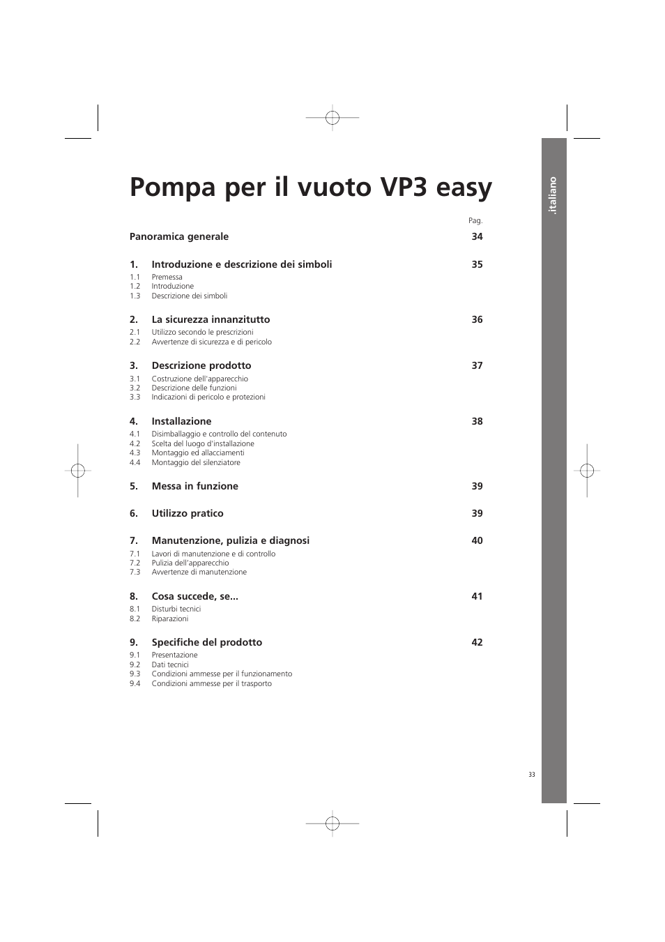 Italiano, Pompa per il vuoto vp3 easy | Ivoclar Vivadent VP3 easy User Manual | Page 33 / 64