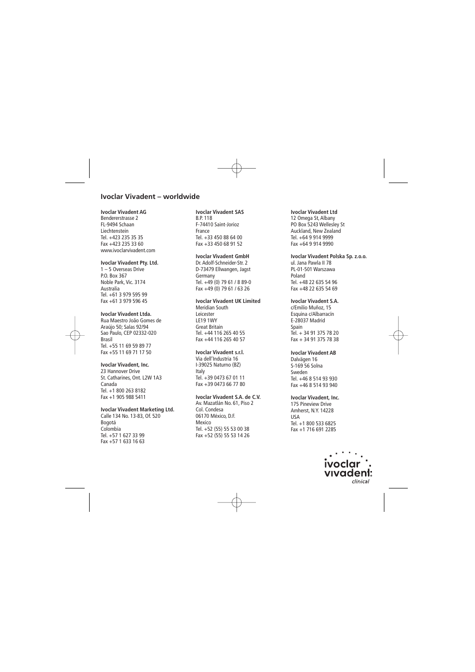 Ivoclar Vivadent Variolink II Try-In User Manual | Page 20 / 20