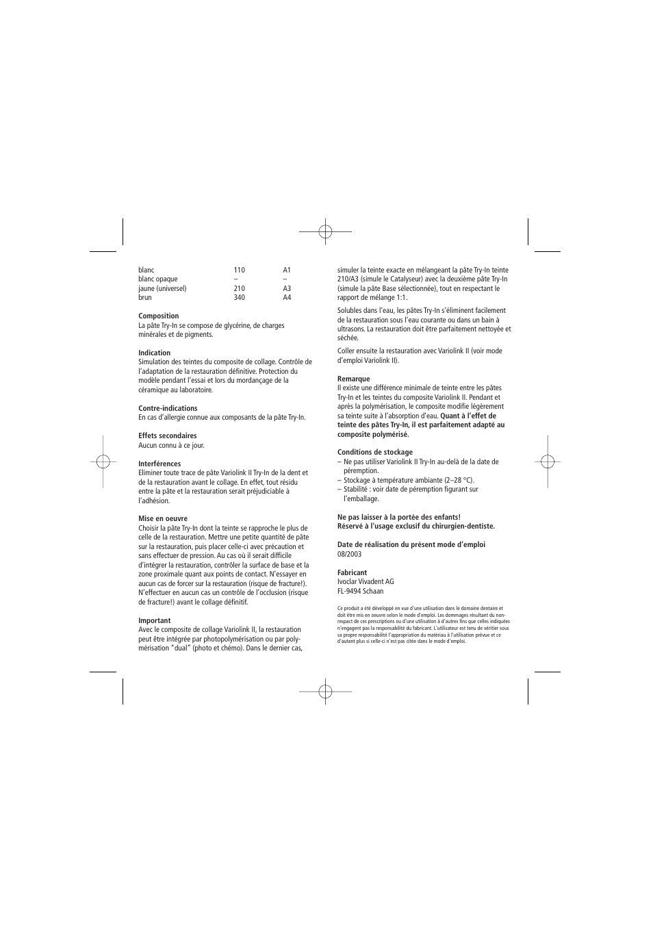 Ivoclar Vivadent Variolink II Try-In User Manual | Page 5 / 20