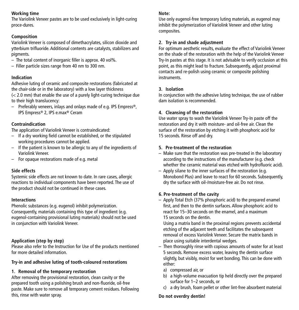 Ivoclar Vivadent Variolink Veneer User Manual | Page 2 / 42