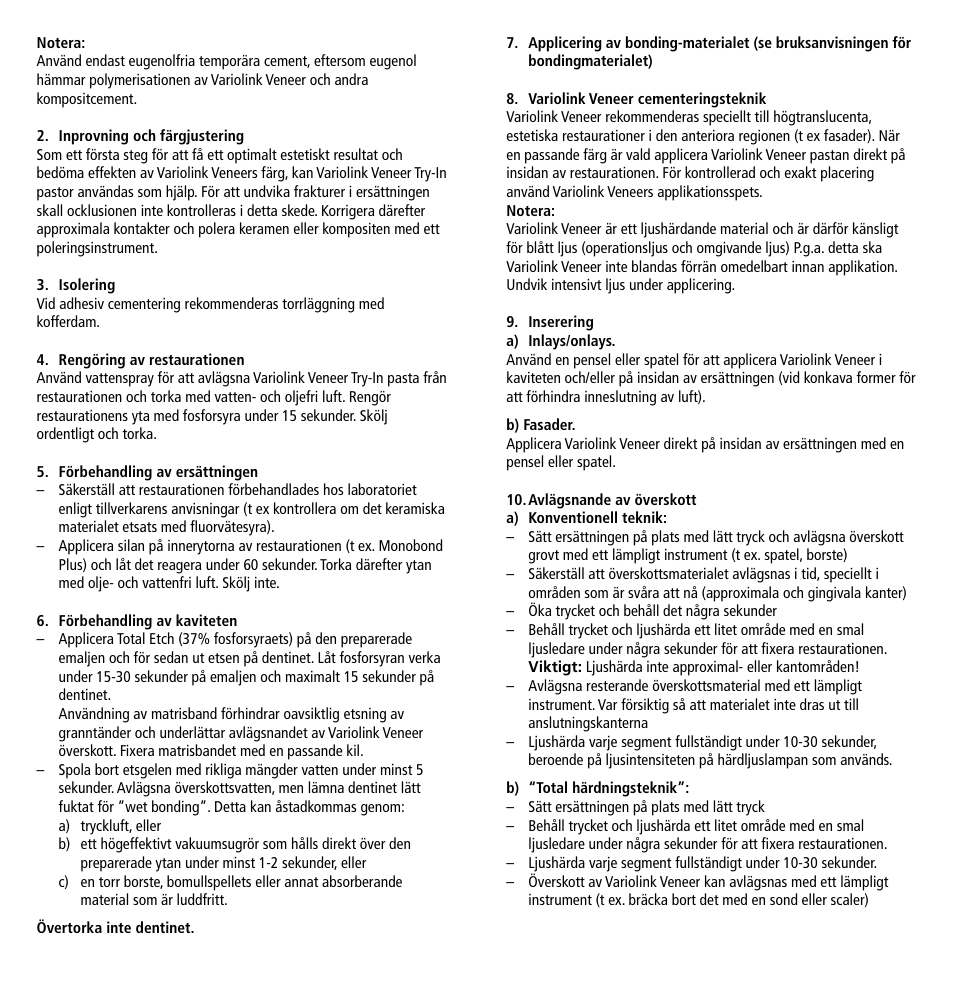 Ivoclar Vivadent Variolink Veneer User Manual | Page 21 / 42