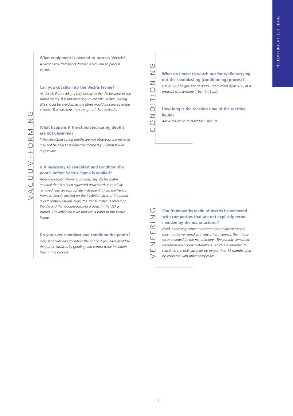 Conditioning, Veneering, Vacuum | Forming | Ivoclar Vivadent Vectris User Manual | Page 11 / 60