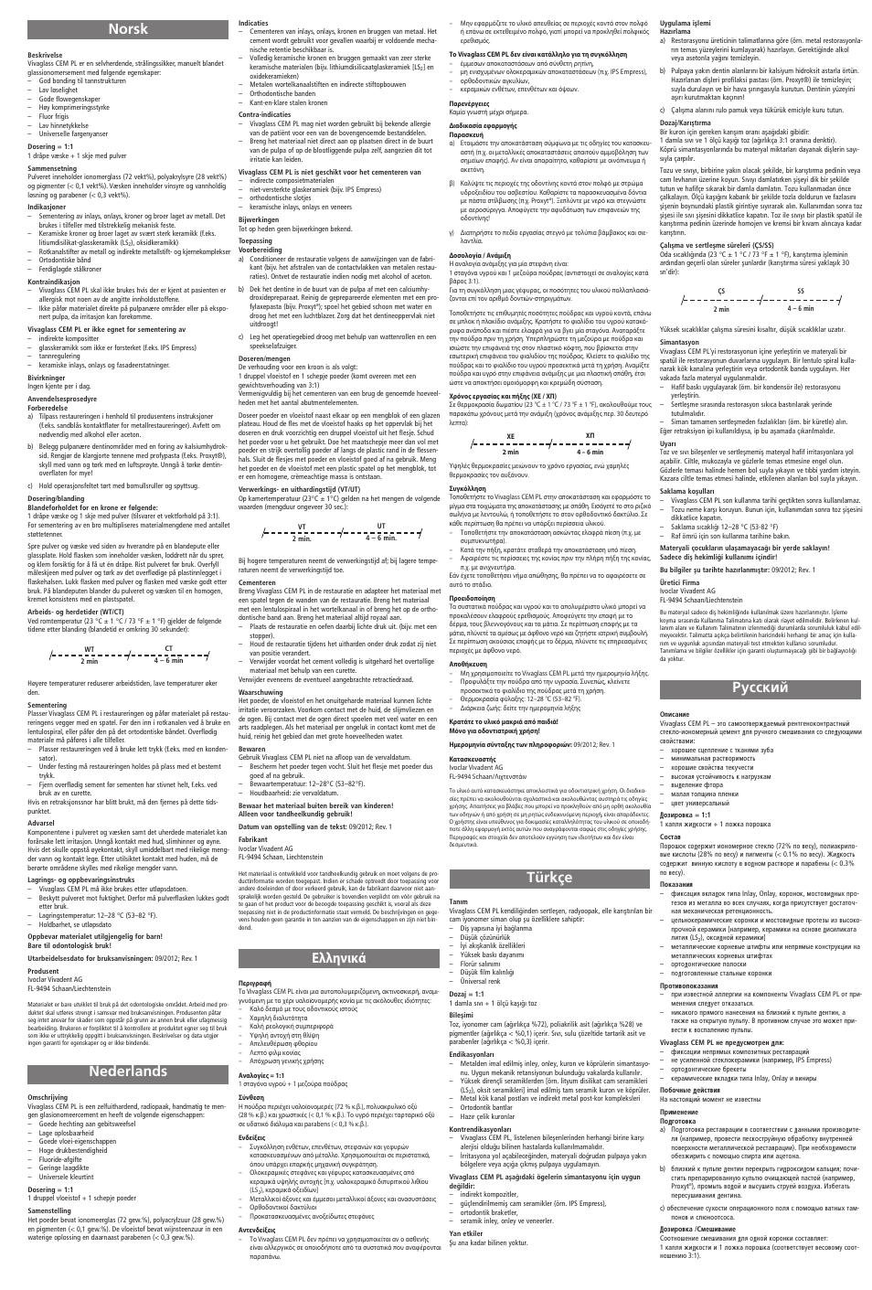 Türkçe nederlands norsk, Êûòòíëè ελληνικά | Ivoclar Vivadent Vivaglass CEM PL User Manual | Page 3 / 4