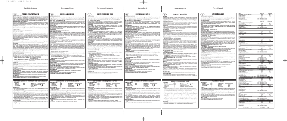 Productinformatie, Bruksanvisning, Instruções de uso | Brugsanvisning, Greek, Käyttöohjeet, Π∂™ ãƒ∏™eø, ª¤ıô‰ô˜ (-ôè) ùôôı¤ùëûë˜ ·áˆáòó, Valumenetelmä, Udformning af støbekanalen | Ivoclar Vivadent W-2 User Manual | Page 2 / 2