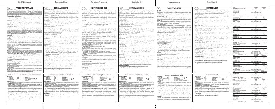 Productinformatie, Bruksanvisning, Instruções de uso | Brugsanvisning, Greek, Käyttöohjeet, Π∂™ ãƒ∏™eø, ª¤ıô‰ô˜ (-ôè) ùô ôı¤ùëûë˜ ·áˆáòó, Valumenetelmä, Udformning af støbekanalen | Ivoclar Vivadent W-3 User Manual | Page 2 / 2