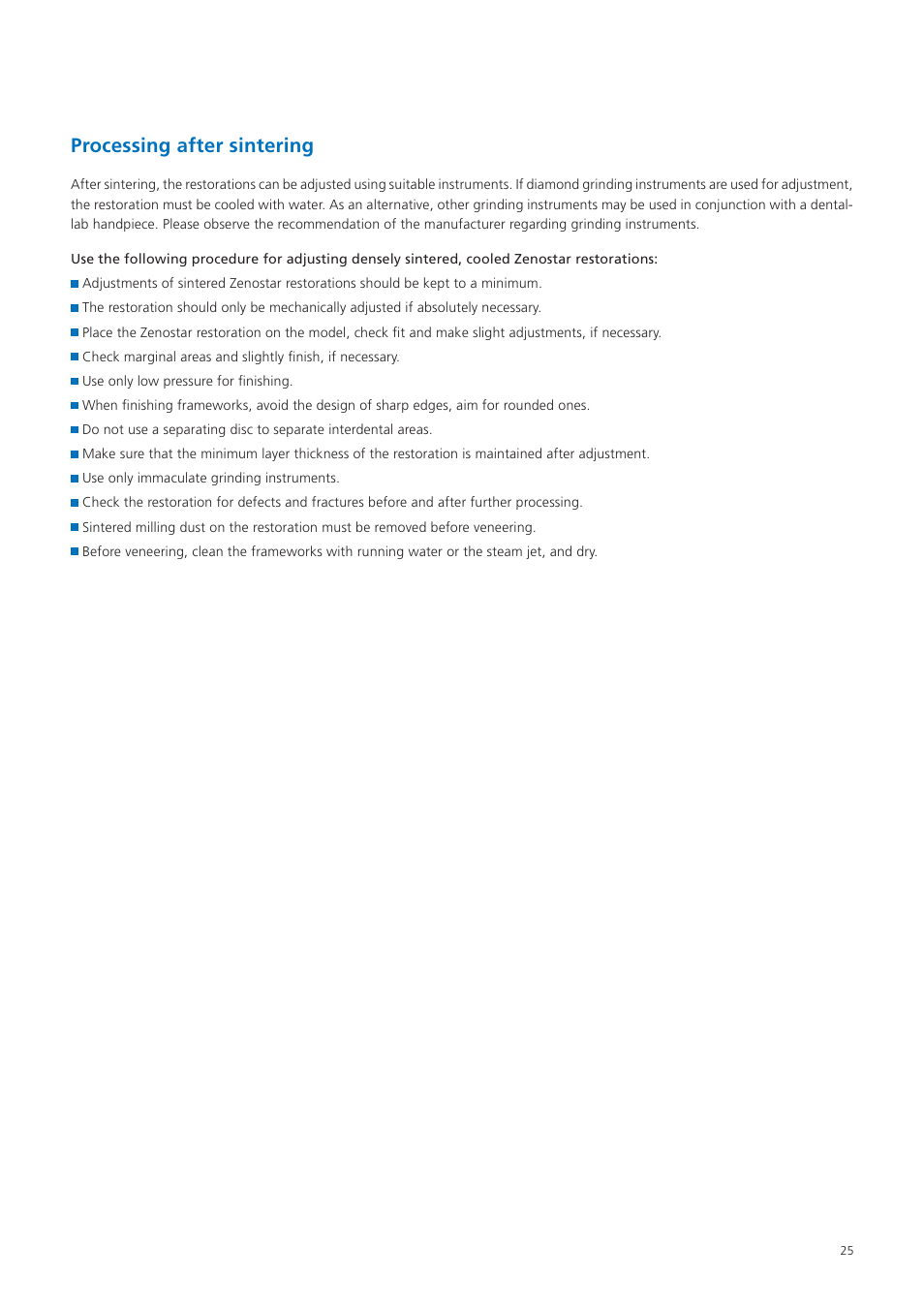 Processing after sintering | Ivoclar Vivadent Zenostar User Manual | Page 25 / 60