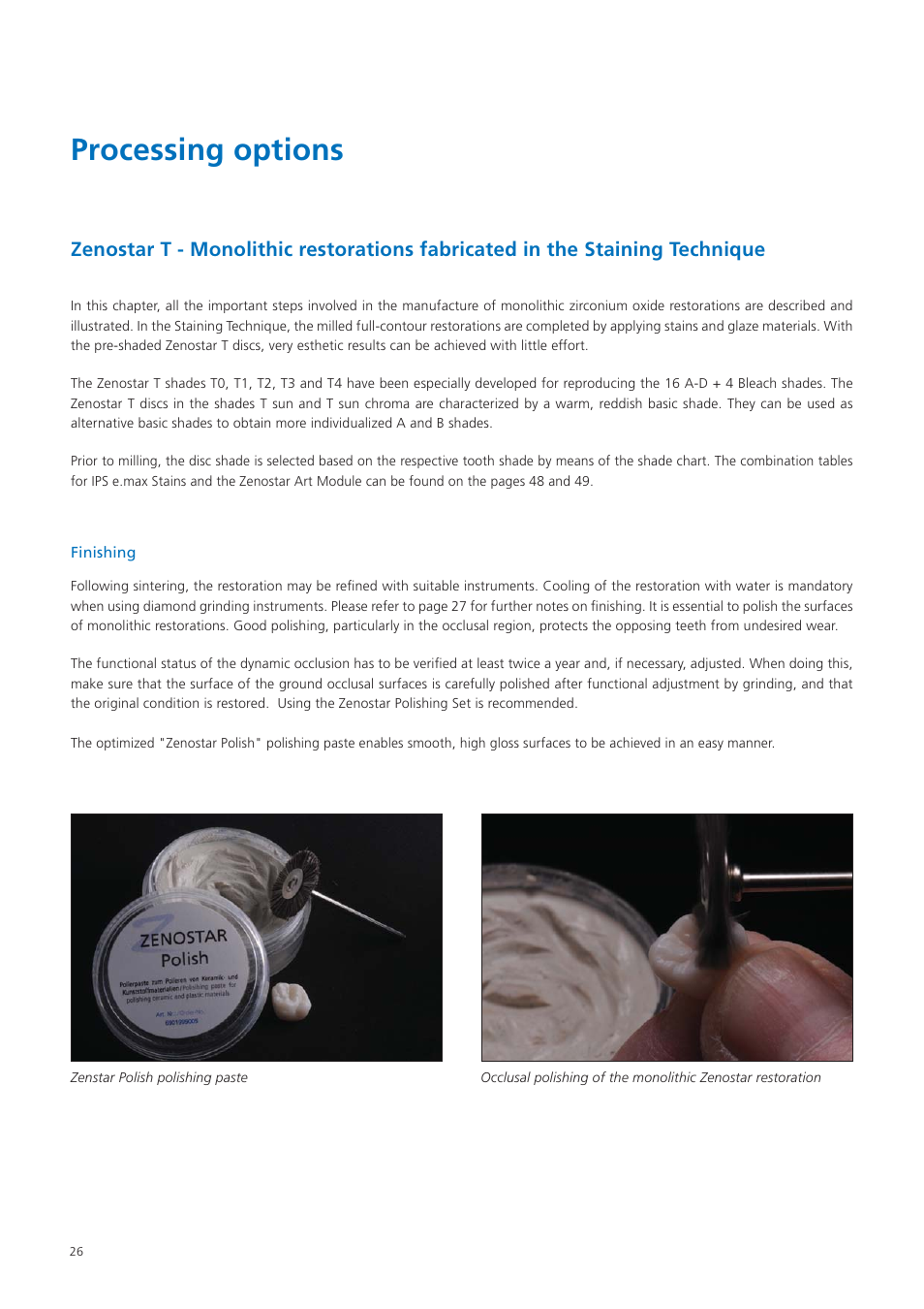 Processing options | Ivoclar Vivadent Zenostar User Manual | Page 26 / 60