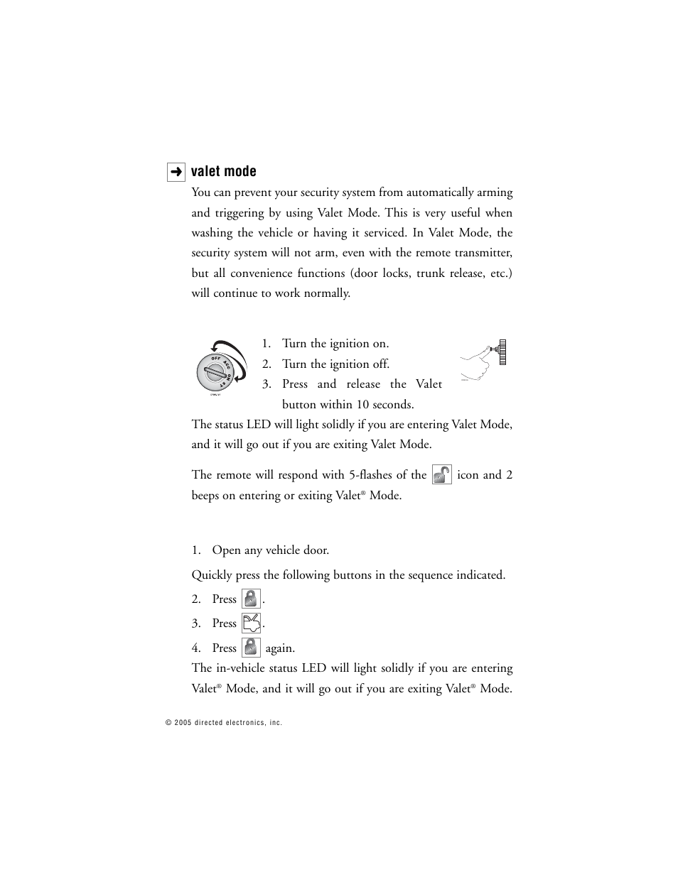 Valet mode | CLIFFORD 10.5X User Manual | Page 30 / 61