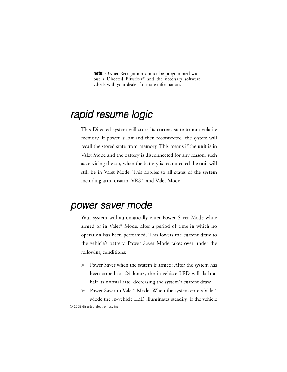 Rra ap piid d rre essu um me e llo og giic c, Ppo ow we err ssa avve err m mo od de e | CLIFFORD 10.5X User Manual | Page 44 / 61