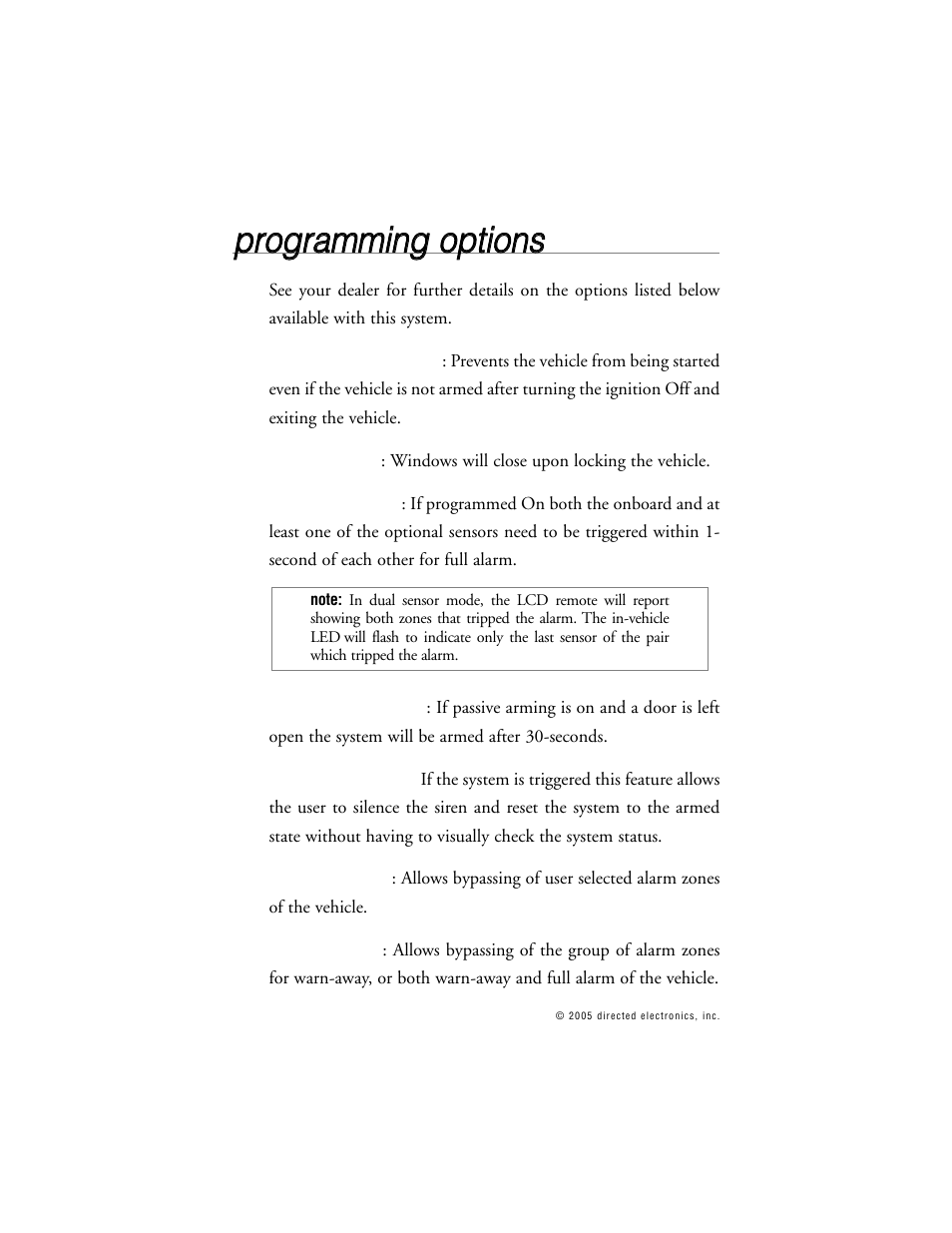 Pprro og grra am mm miin ng g o op pttiio on nss | CLIFFORD 10.5X User Manual | Page 53 / 61