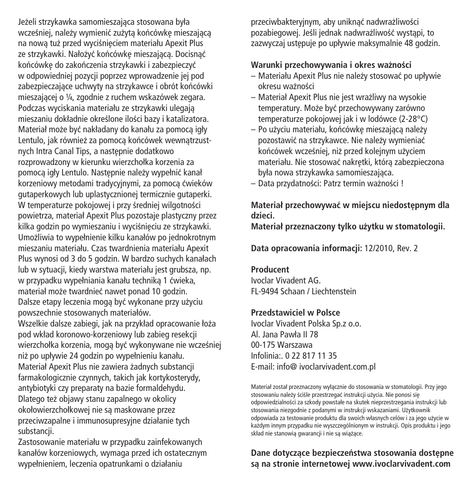 Ivoclar Vivadent Apexit Plus User Manual | Page 28 / 29