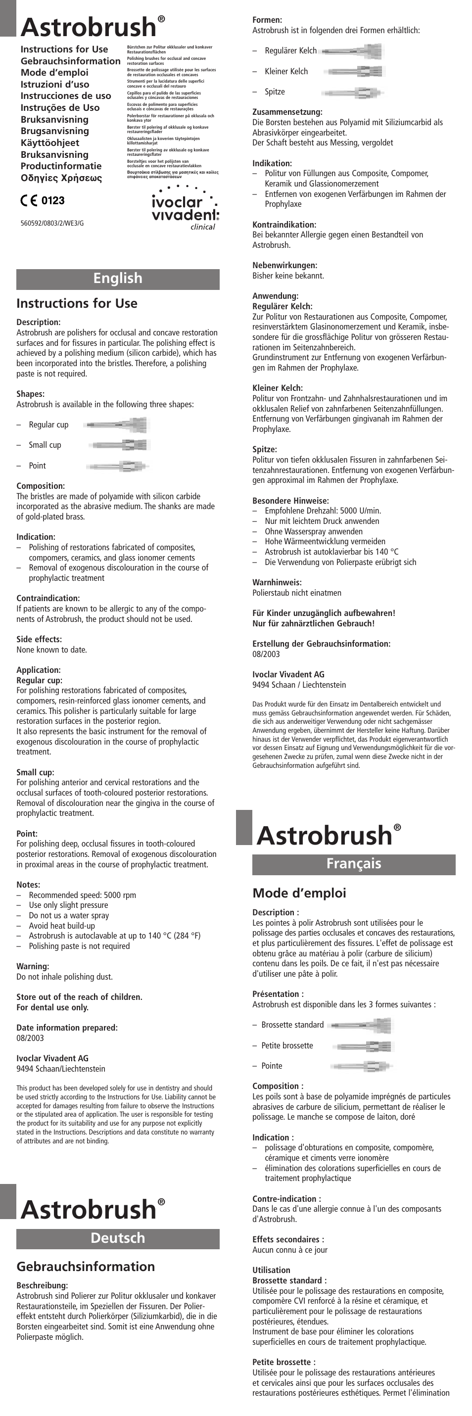 Ivoclar Vivadent Astrobrush User Manual | 6 pages