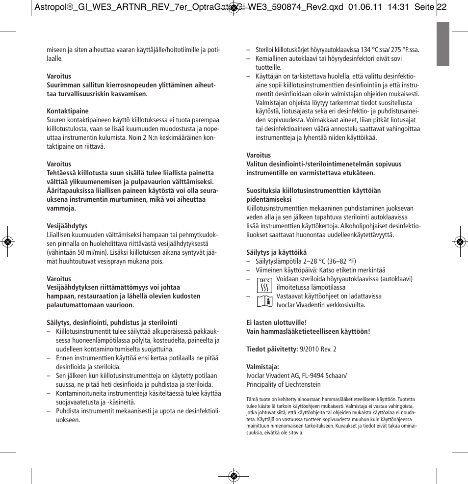 Ivoclar Vivadent Astropol User Manual | Page 22 / 37