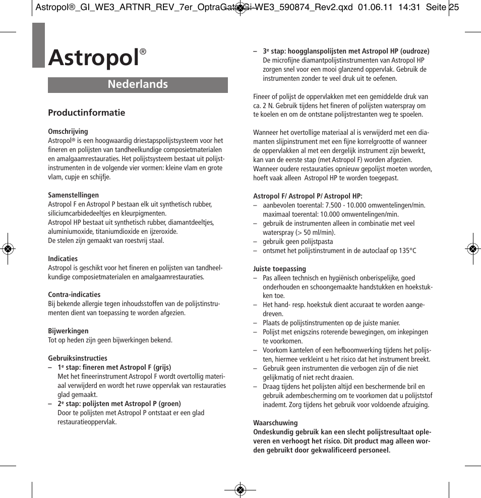 Nederlands, Astropol | Ivoclar Vivadent Astropol User Manual | Page 25 / 37