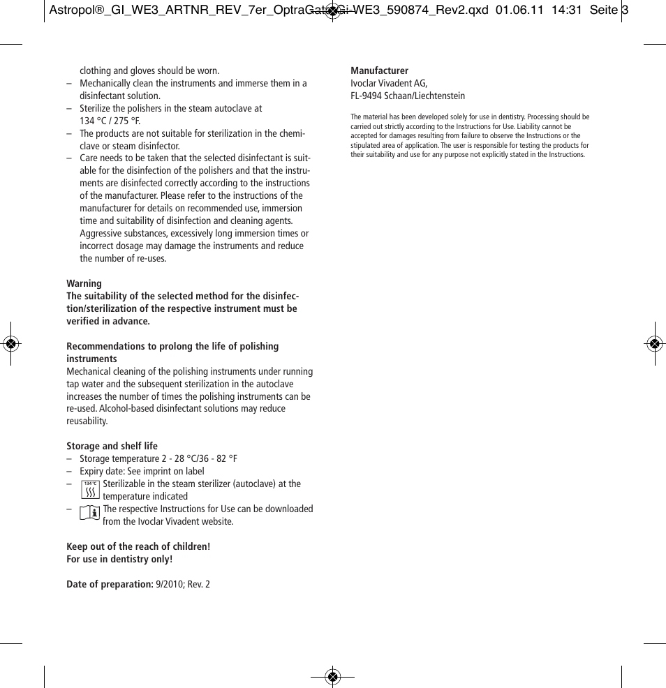 Ivoclar Vivadent Astropol User Manual | Page 3 / 37