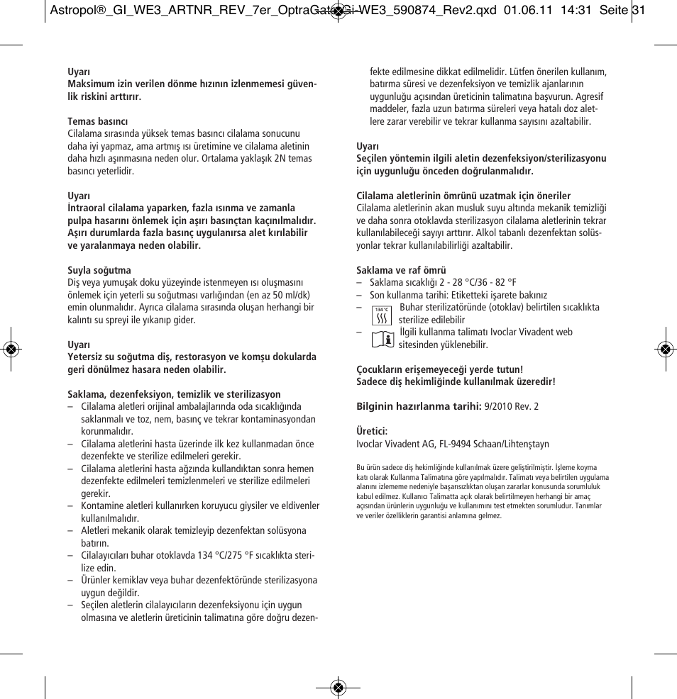 Ivoclar Vivadent Astropol User Manual | Page 31 / 37