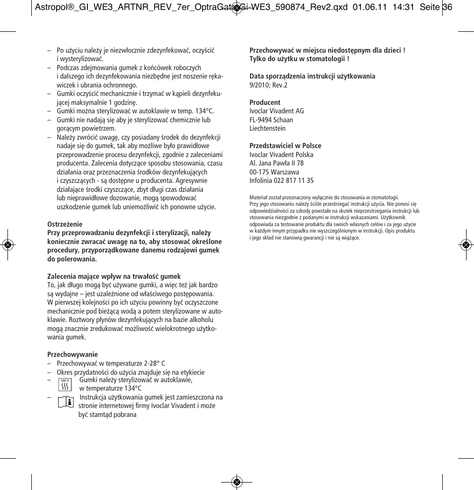 Ivoclar Vivadent Astropol User Manual | Page 36 / 37