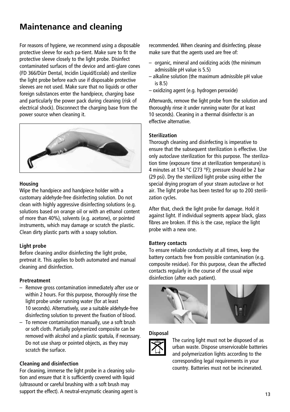 Maintenance and cleaning | Ivoclar Vivadent Bluephase User Manual | Page 13 / 88