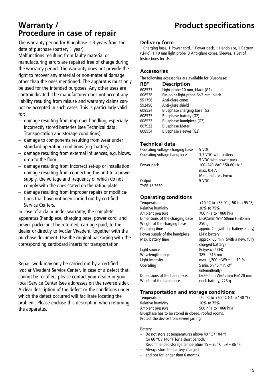 Ivoclar Vivadent Bluephase User Manual | Page 15 / 88