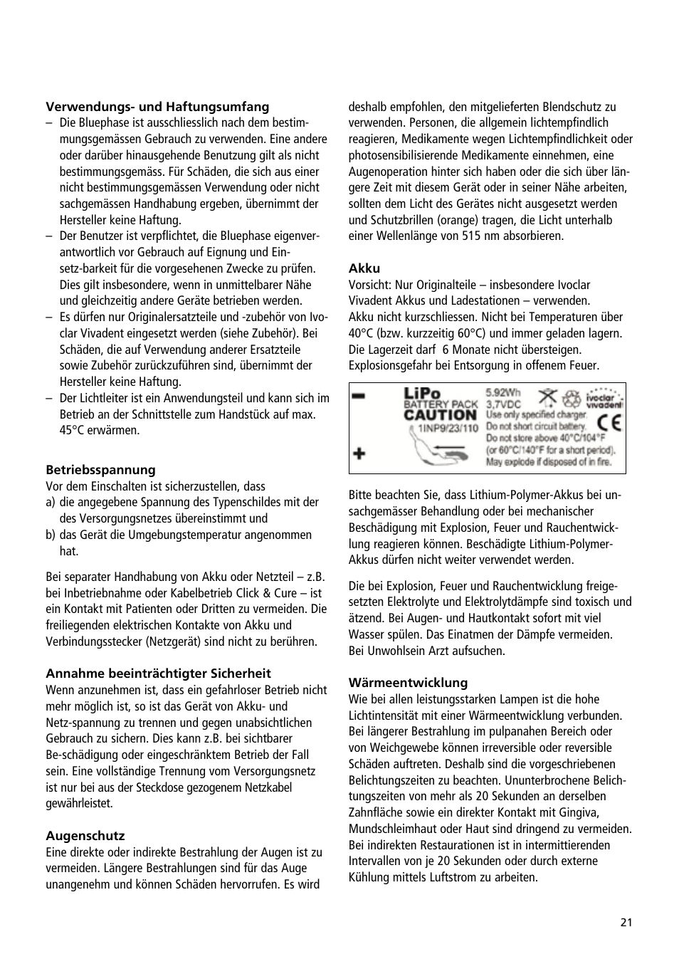 Ivoclar Vivadent Bluephase User Manual | Page 21 / 88