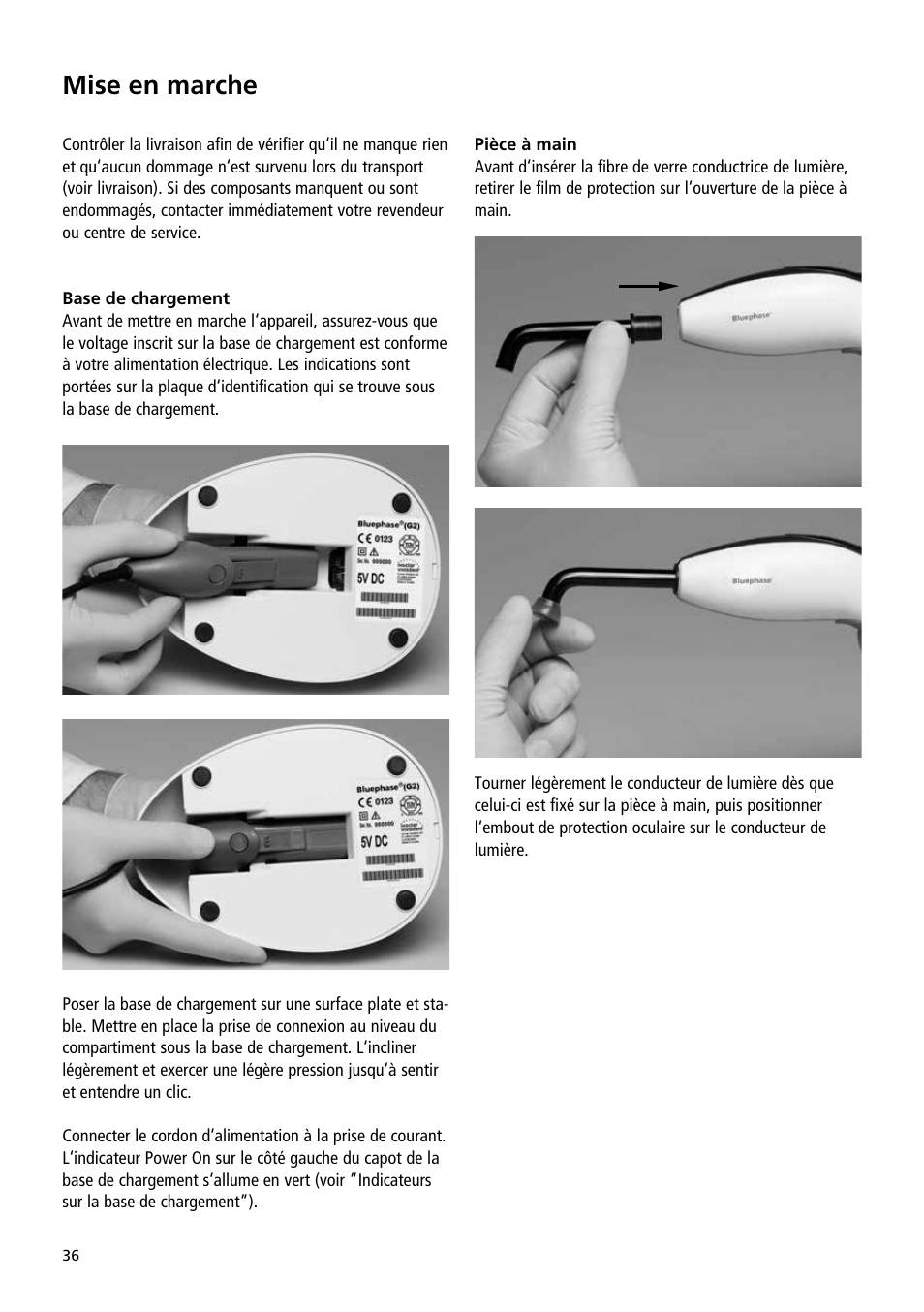 Mise en marche | Ivoclar Vivadent Bluephase User Manual | Page 36 / 88