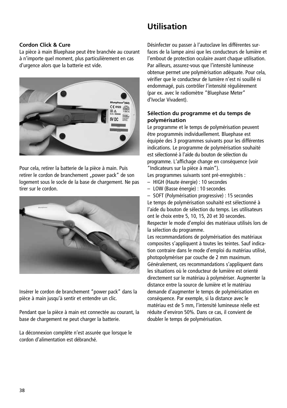 Utilisation | Ivoclar Vivadent Bluephase User Manual | Page 38 / 88