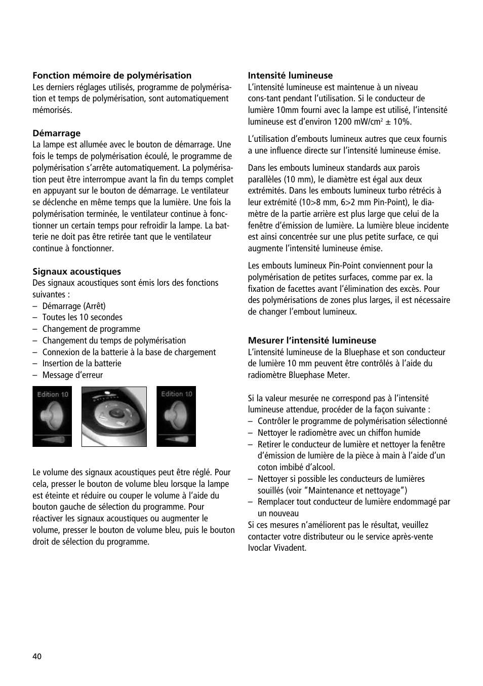 Ivoclar Vivadent Bluephase User Manual | Page 40 / 88