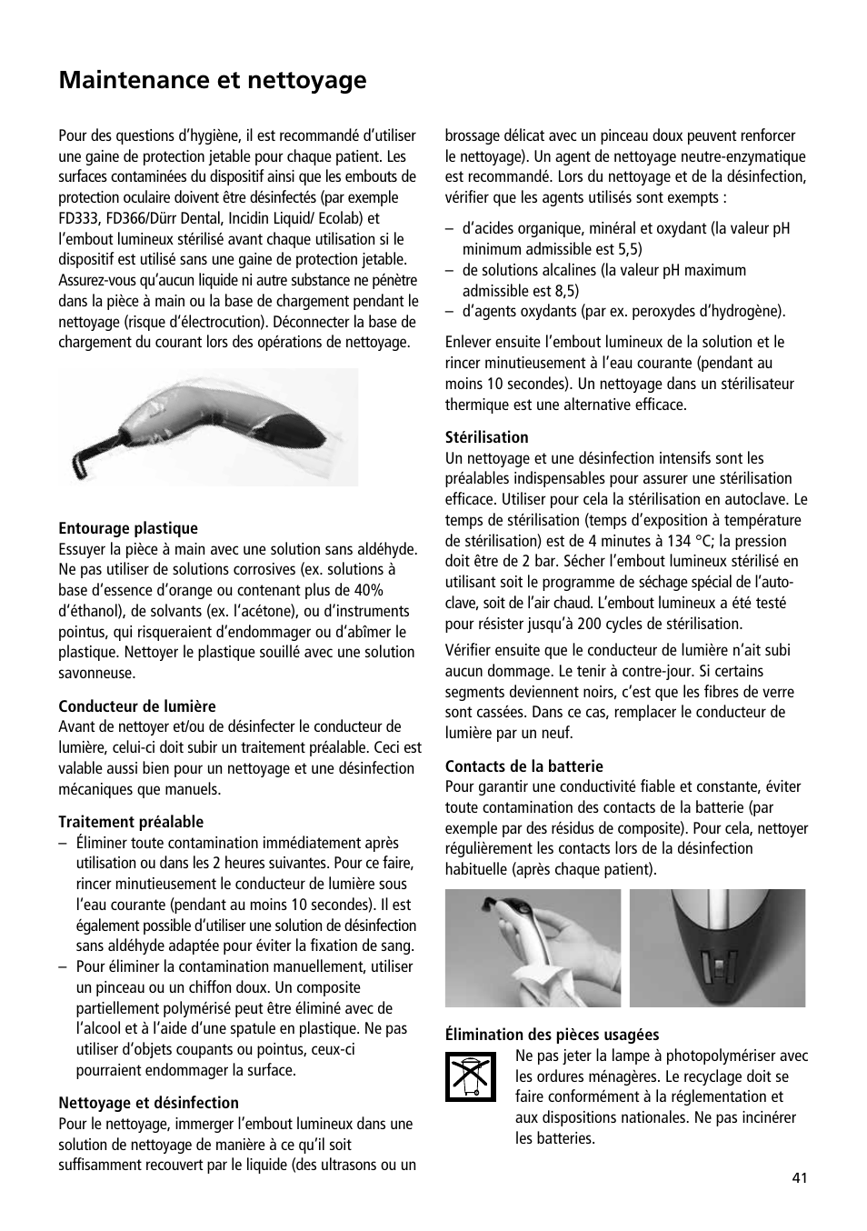 Maintenance et nettoyage | Ivoclar Vivadent Bluephase User Manual | Page 41 / 88