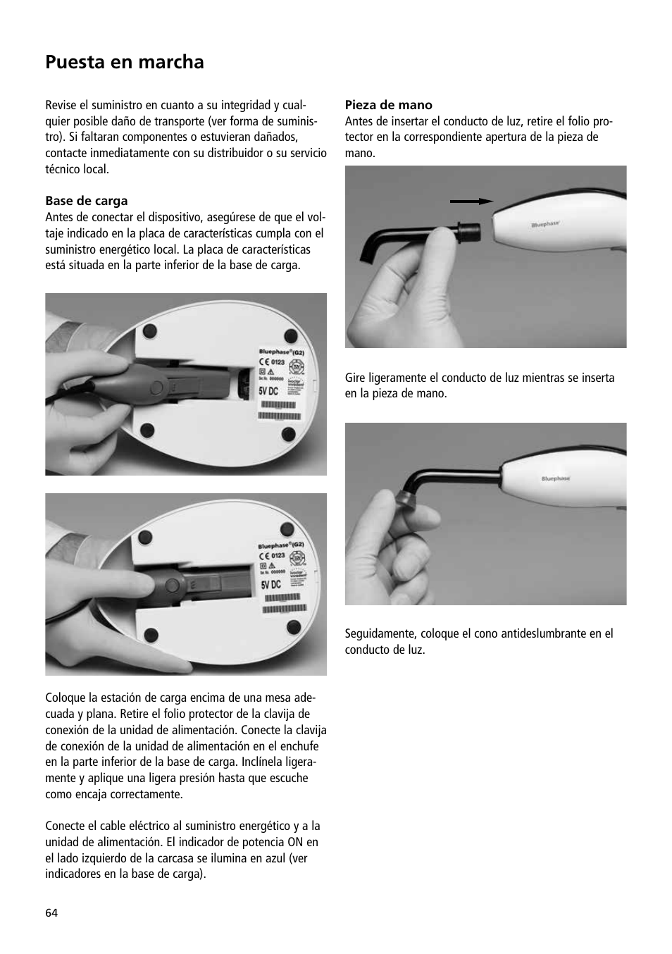 Puesta en marcha | Ivoclar Vivadent Bluephase User Manual | Page 64 / 88