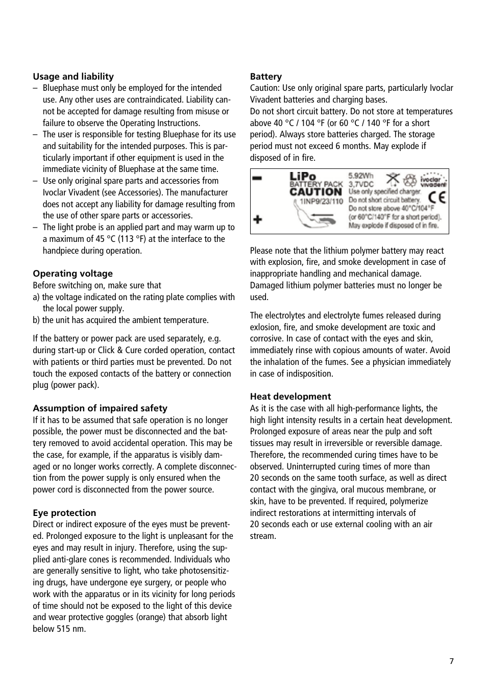 Ivoclar Vivadent Bluephase User Manual | Page 7 / 88