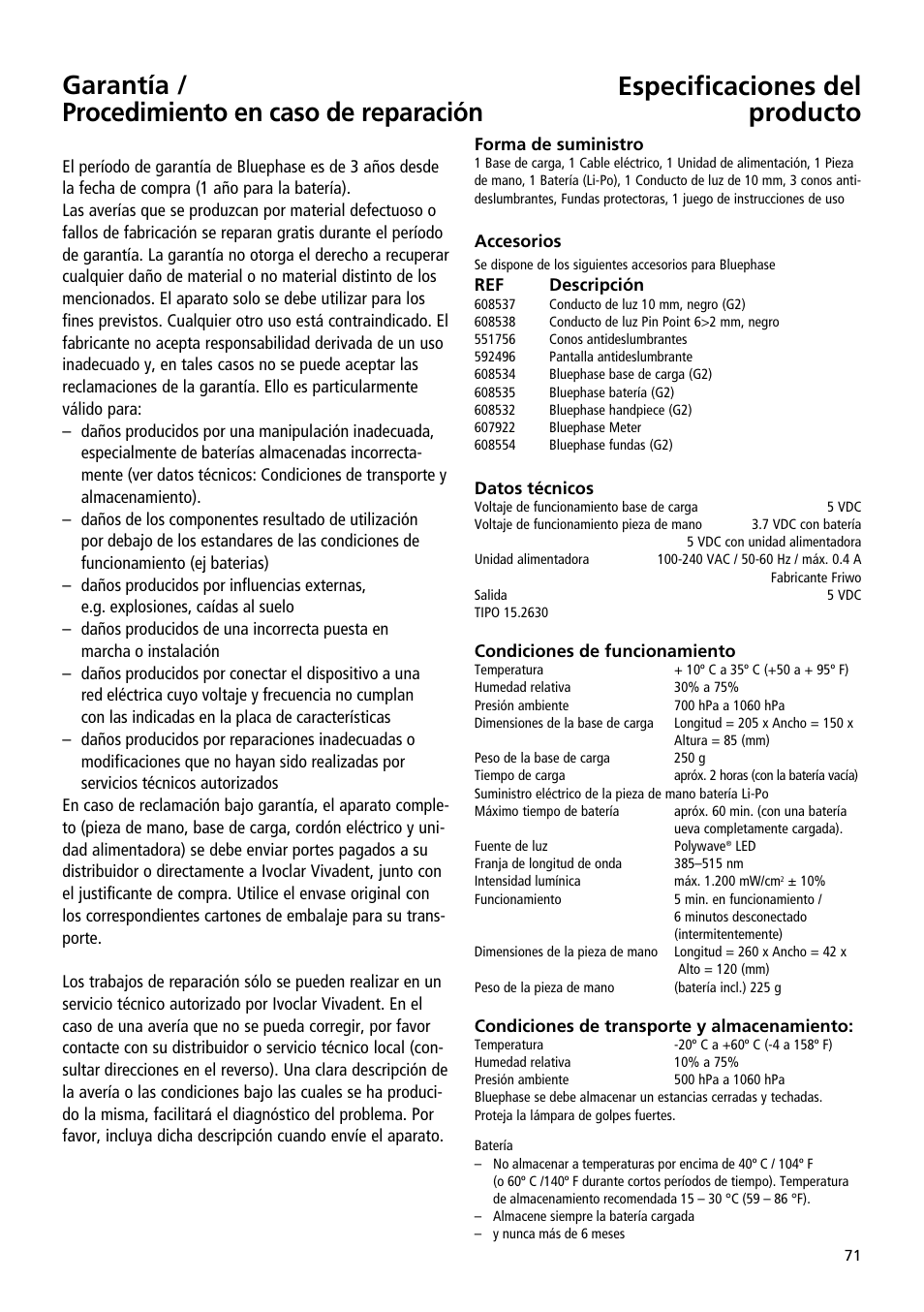 Ivoclar Vivadent Bluephase User Manual | Page 71 / 88