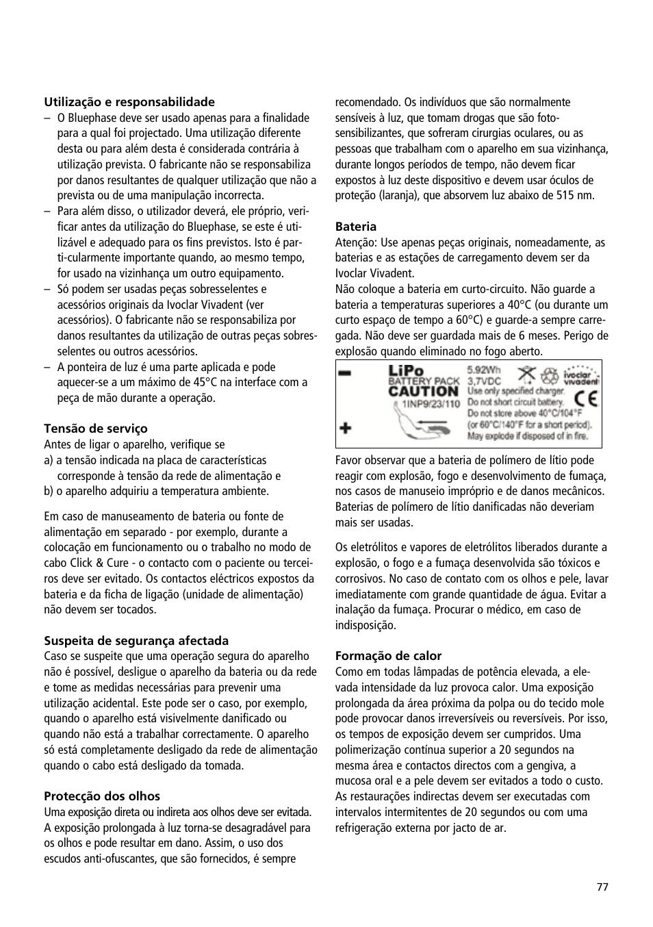 Ivoclar Vivadent Bluephase User Manual | Page 77 / 88