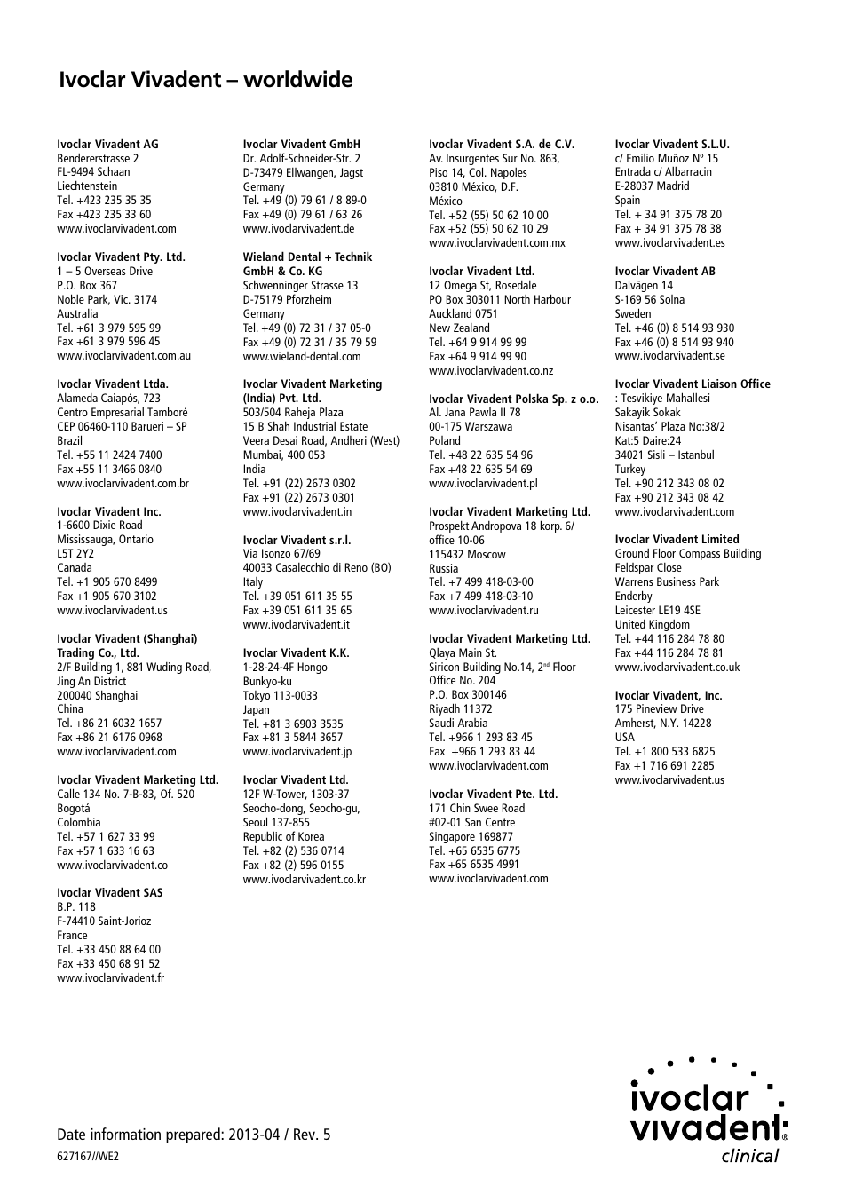 Ivoclar vivadent – worldwide | Ivoclar Vivadent Bluephase 20i User Manual | Page 118 / 118