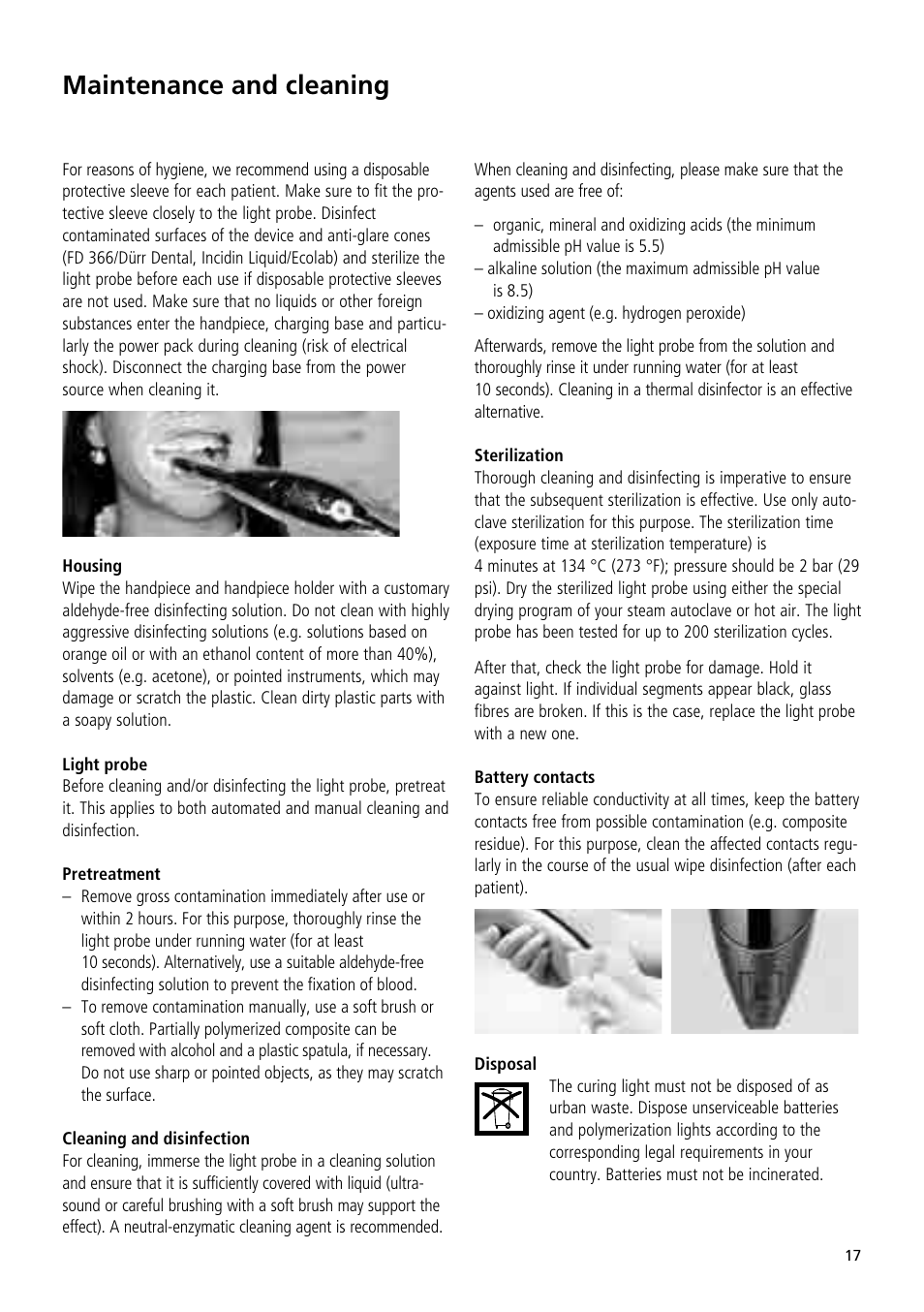 Maintenance and cleaning | Ivoclar Vivadent Bluephase 20i User Manual | Page 13 / 118