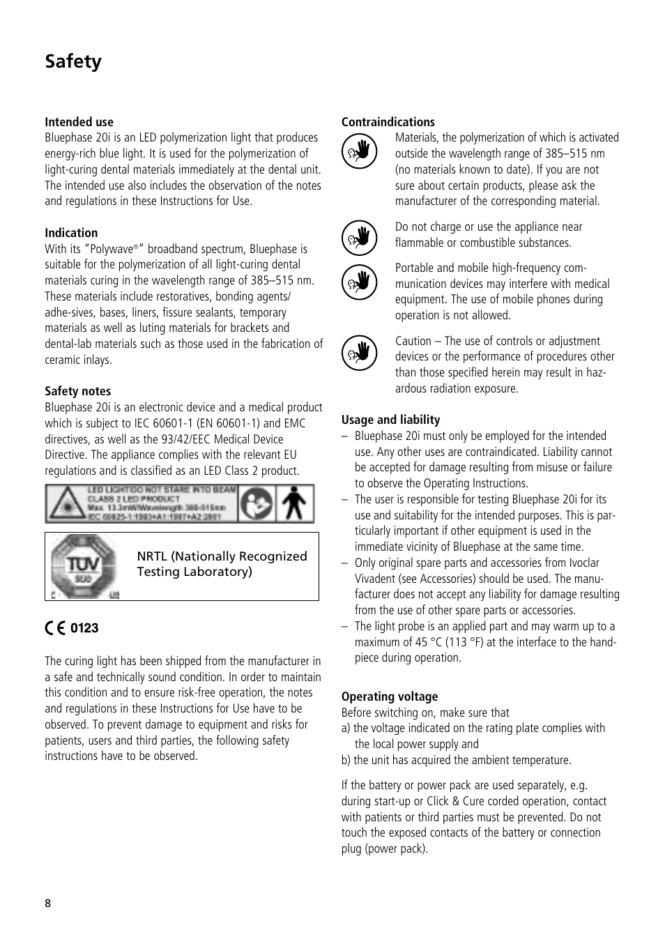 Safety | Ivoclar Vivadent Bluephase 20i User Manual | Page 4 / 118