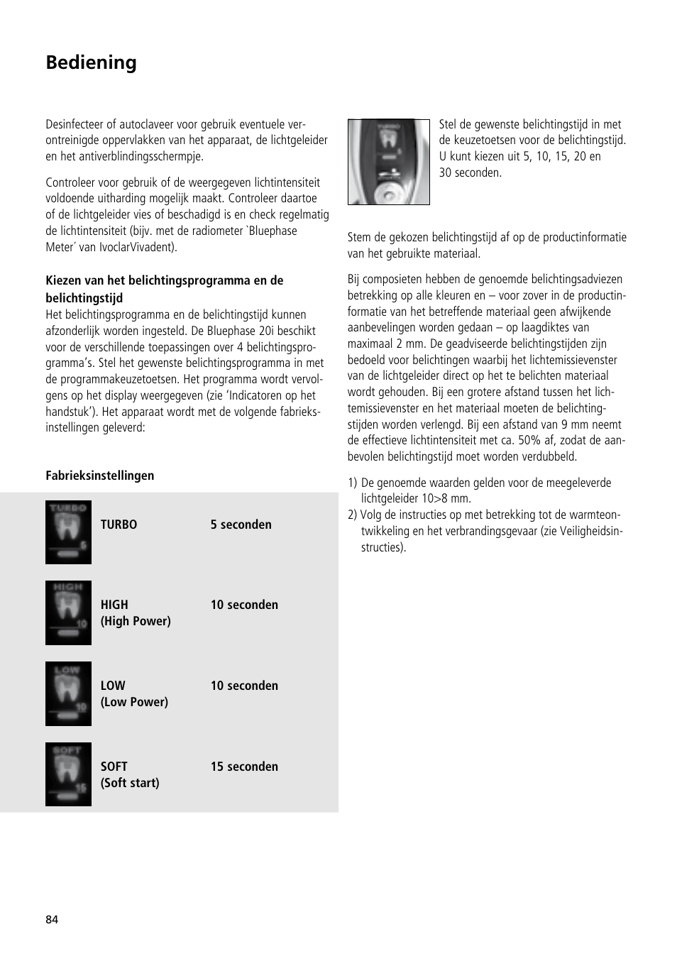 Bediening | Ivoclar Vivadent Bluephase 20i User Manual | Page 80 / 118