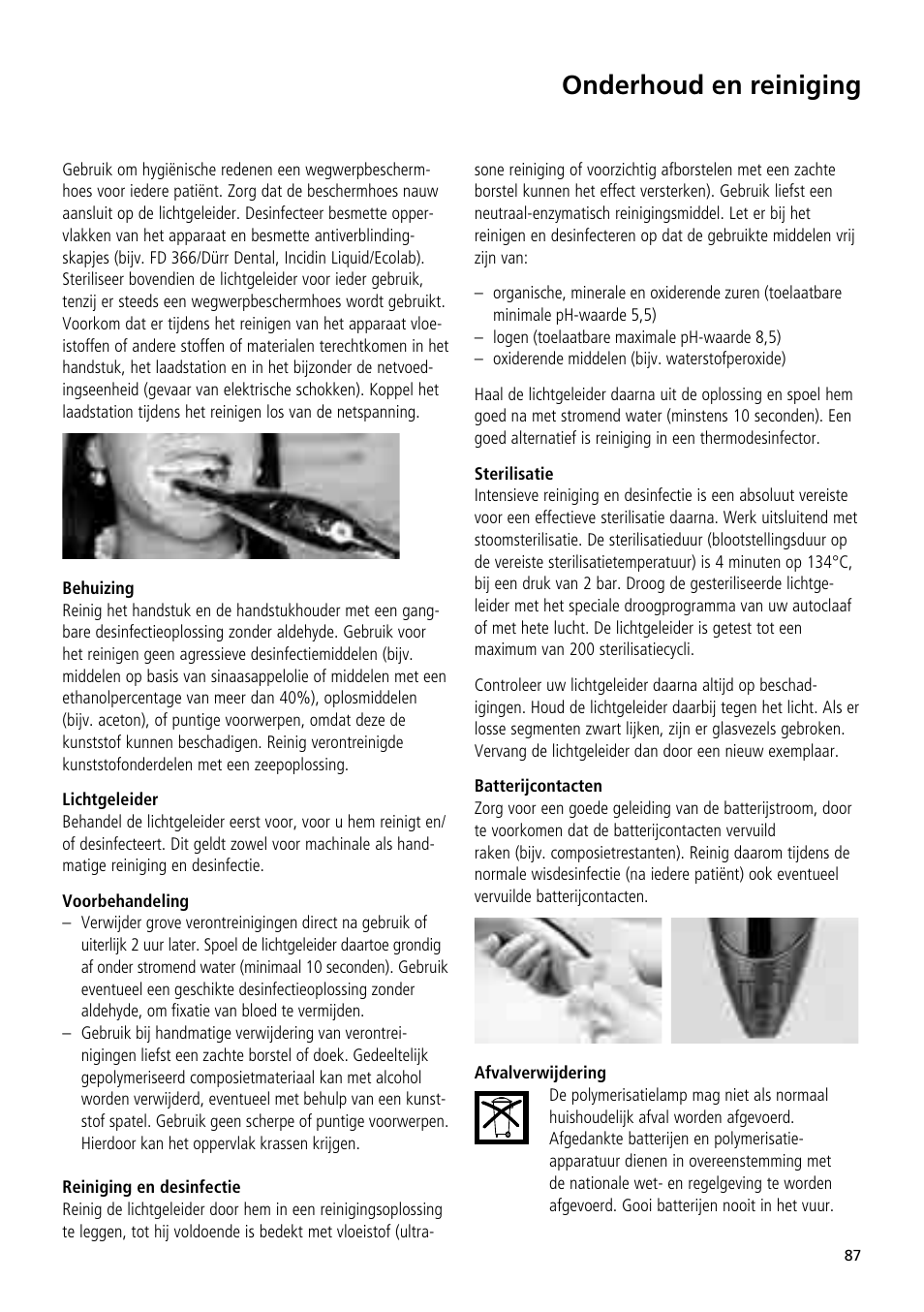 Onderhoud en reiniging | Ivoclar Vivadent Bluephase 20i User Manual | Page 83 / 118