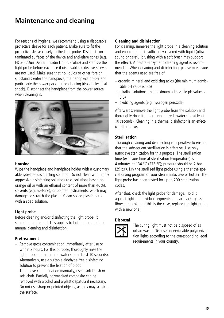 Maintenance and cleaning | Ivoclar Vivadent Bluephase C8 User Manual | Page 11 / 78