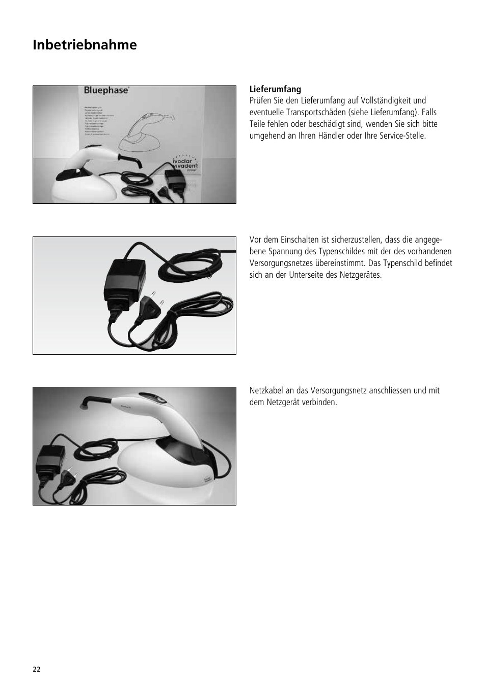 Inbetriebnahme | Ivoclar Vivadent Bluephase C8 User Manual | Page 18 / 78