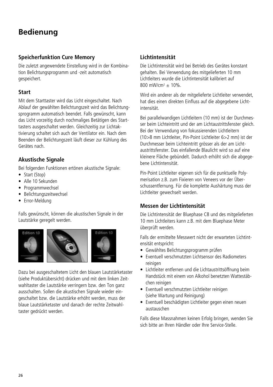 Bedienung | Ivoclar Vivadent Bluephase C8 User Manual | Page 22 / 78