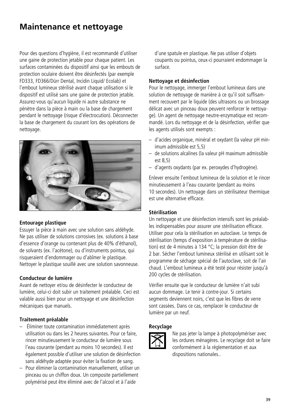 Maintenance et nettoyage | Ivoclar Vivadent Bluephase C8 User Manual | Page 35 / 78